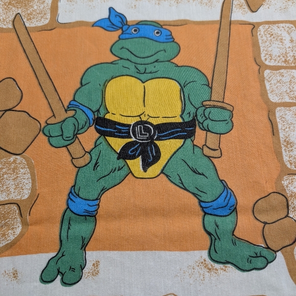 Vintage Bibb USA 1988 Teenage Mutant Ninja Turtles Flat Twin Sheet - Picture 3 of 8